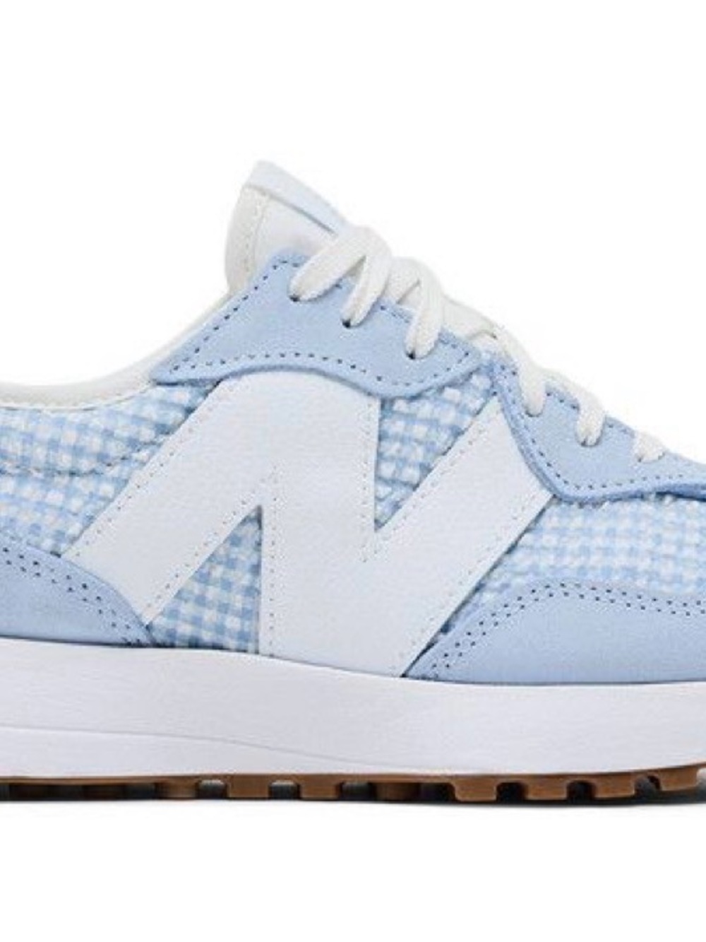 New Balance Gingham Light Blue & White 327 Oxford Sneaker Size 7